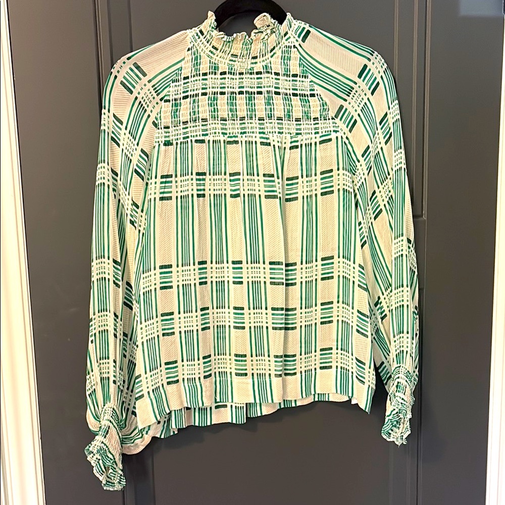 InWear Green and White Plaid Women's Blouse